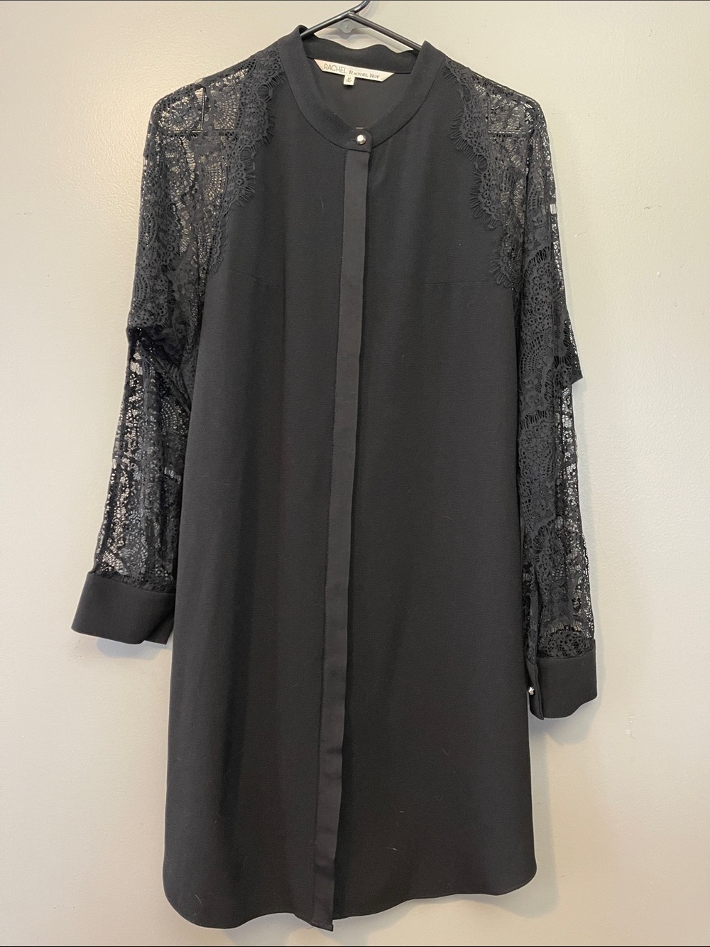 RACHEL Rachel Roy Black Lace-Sleeve Shift Dress